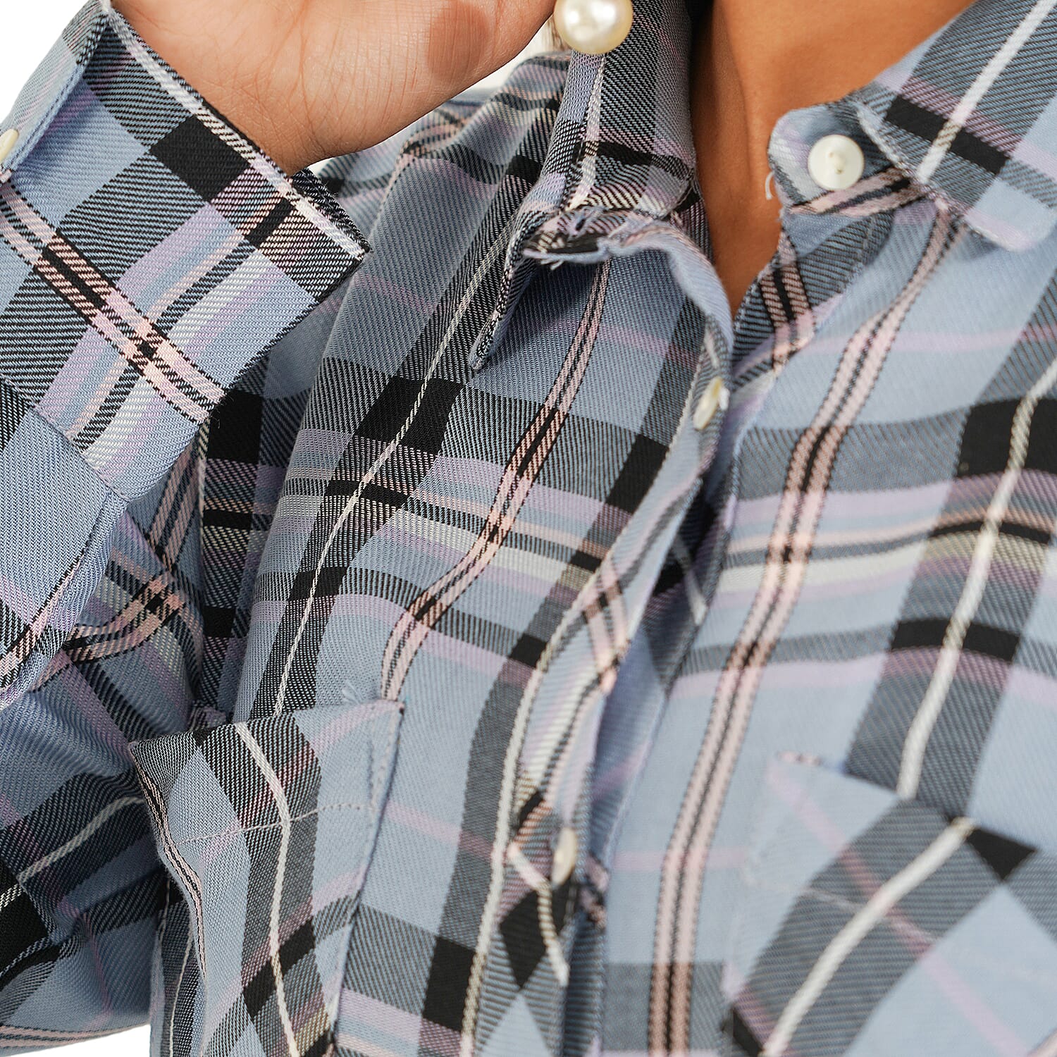 TAMSY VISCOSE Check Shirt - Blue