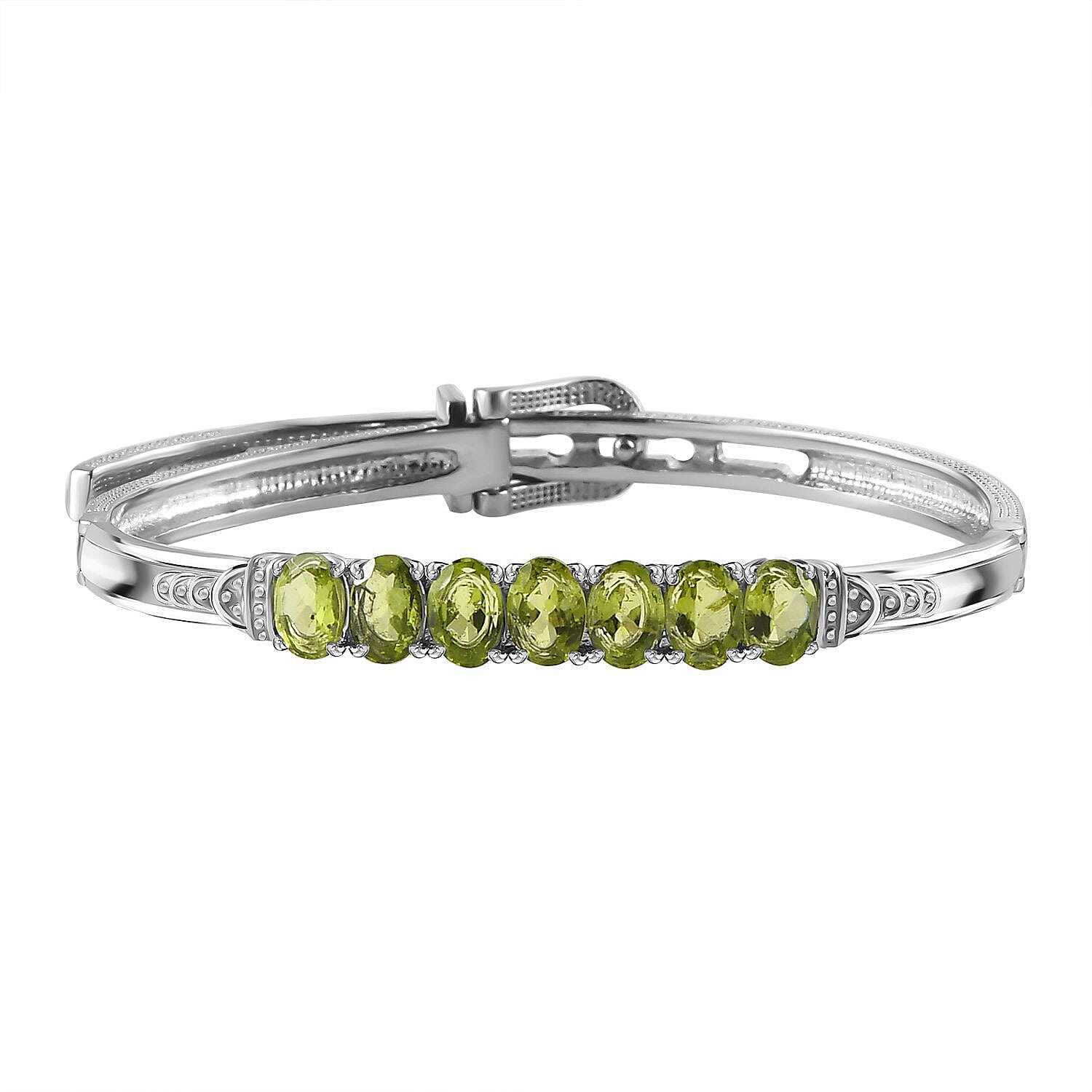 Peridot Adjustable Buckle Bangle (Size - 6.5-8 )