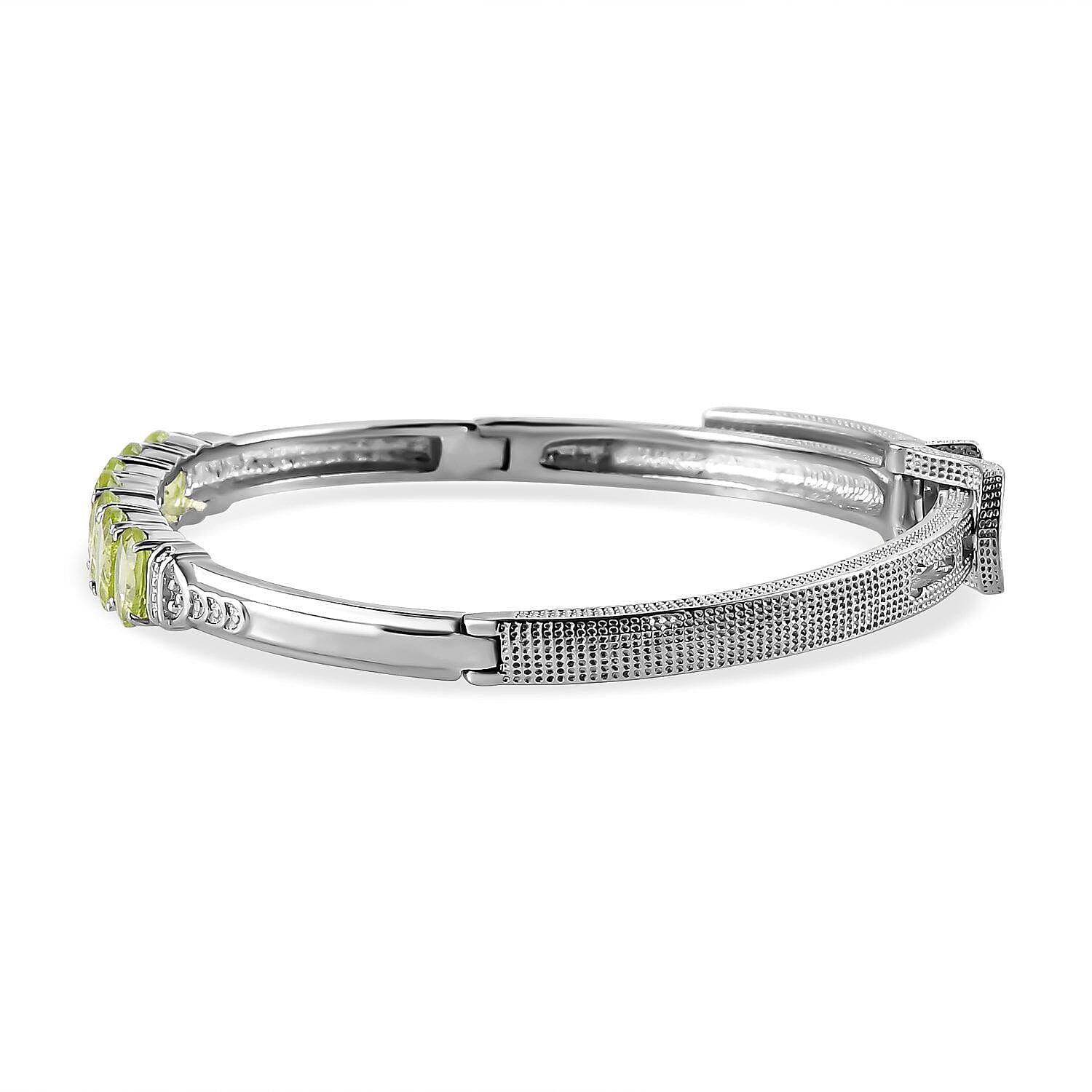 Peridot Adjustable Buckle Bangle (Size - 6.5-8 )