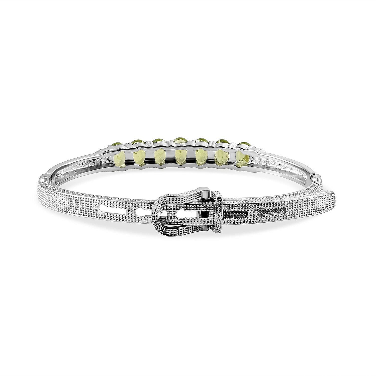Peridot Adjustable Buckle Bangle (Size - 6.5-8 )