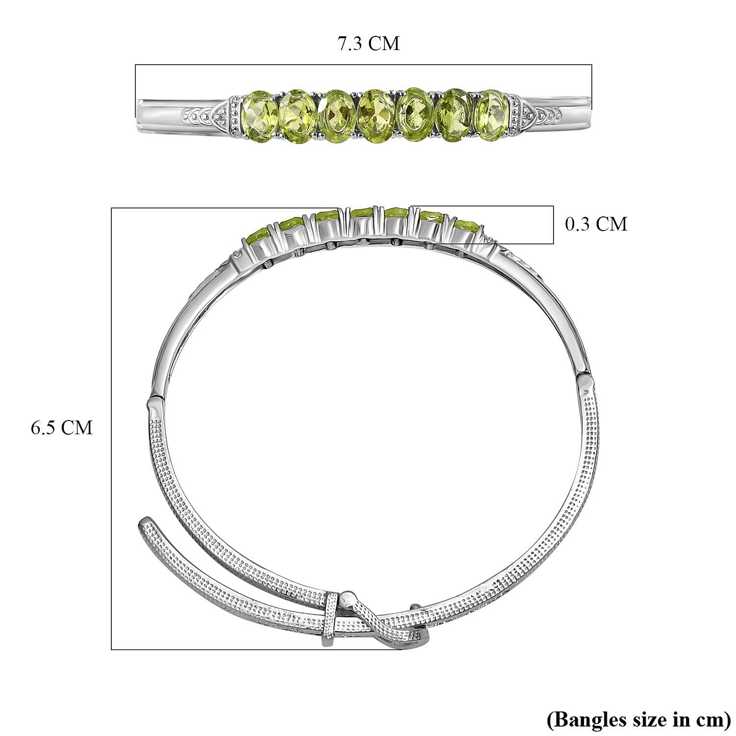 Peridot Adjustable Buckle Bangle (Size - 6.5-8 )