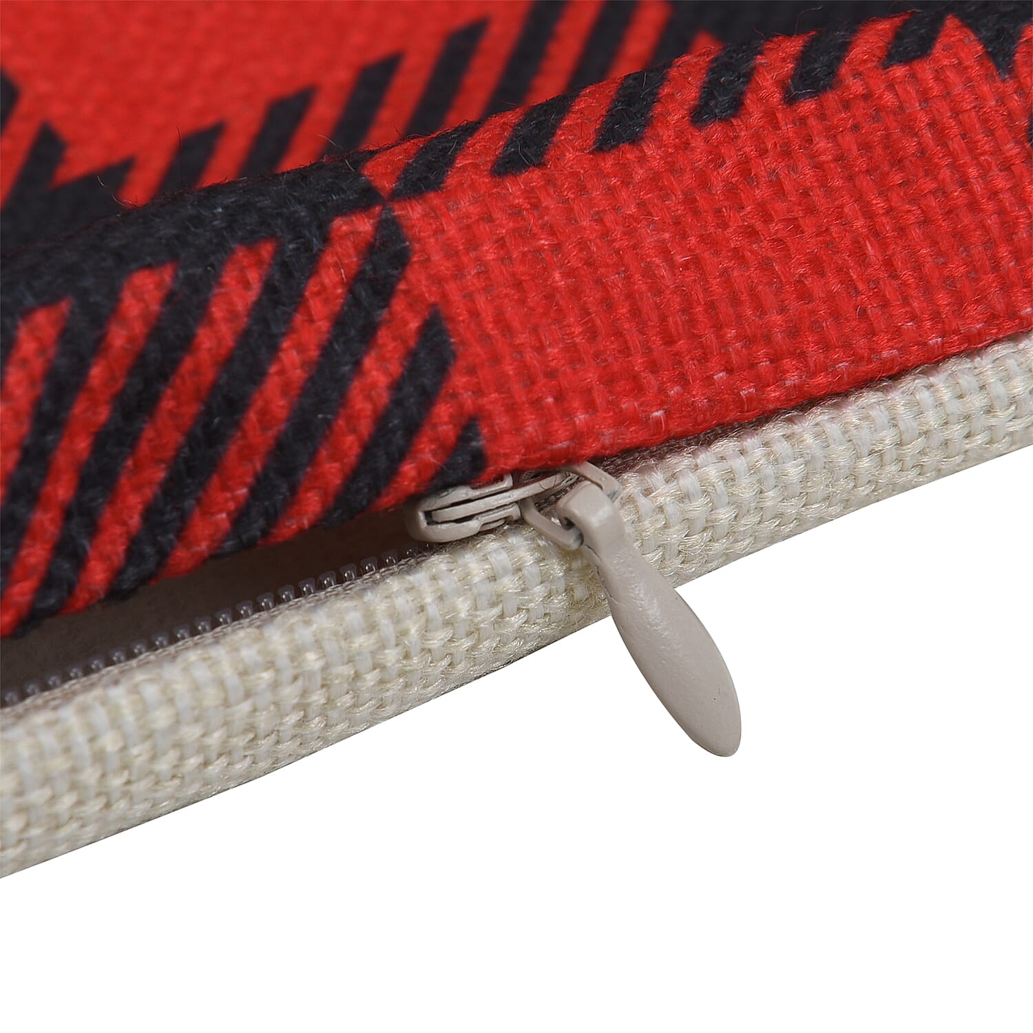 Set of 4 - Checkered Pattern Cushion Cover (Size 45 Cm)- Red, Black & Yellow