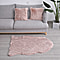 3 Piece Set Acrylic Faux Fur Glitter Carpet with 2 Matching Cushion Covers - Light Pink