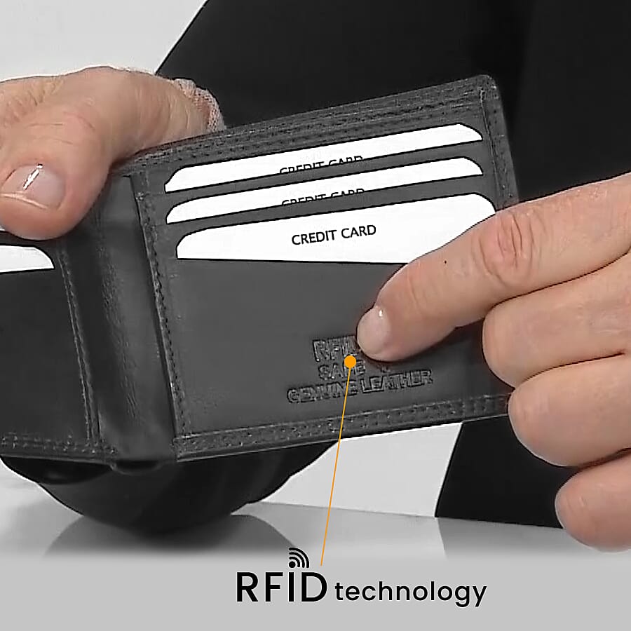 ASSOTS LONDON Mens Genuine Leather Belt and Wallet Gift Set in Box Black 