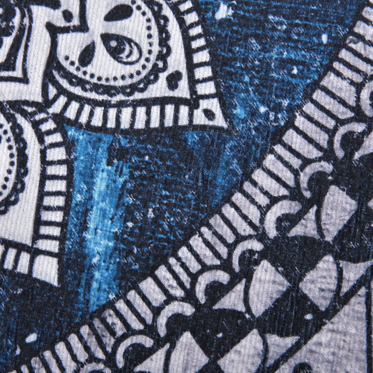 TJC Printed Chenille Carpet - Blue & Black