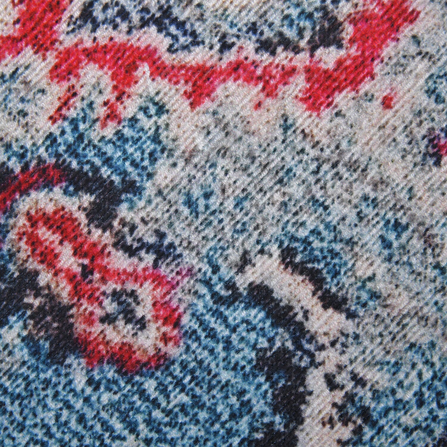 Turkish Design Chenille Carpet (Size 88 Cm) - Orange & Blue