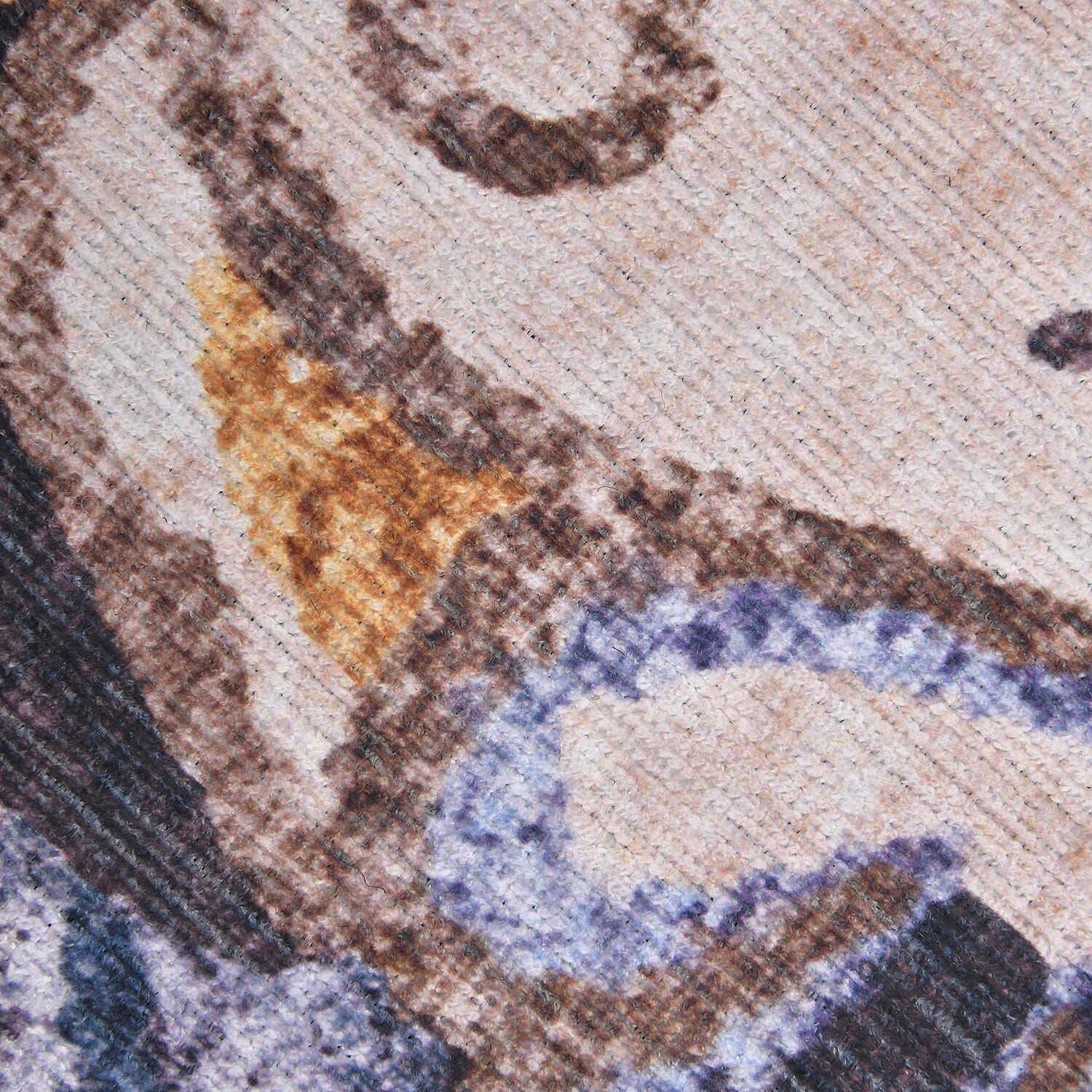 Turkish Design Chenille Carpet (Size 88 Cm) - Orange & Blue