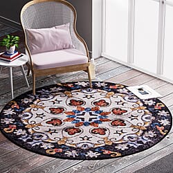 TJC Printed Chenille Carpet - Blue & Black