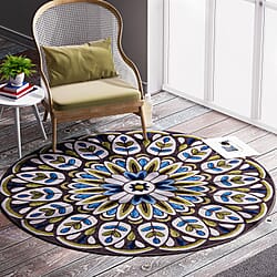 TJC Printed Chenille Carpet - Blue & Black