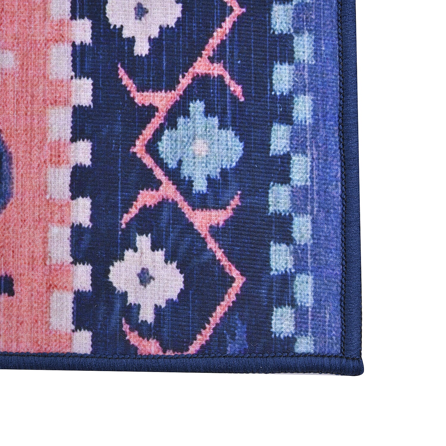 Abstract Pattern Velvet Carpet (Size 160x120 Cm)- Navy & Multi