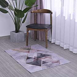 Abstract Pattern Velvet Carpet Light Pink and Multi