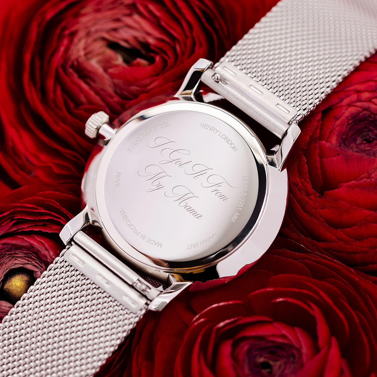 Henry London Regency Cream White Dial Silver Stainless Steel Mesh Bracelet Watch