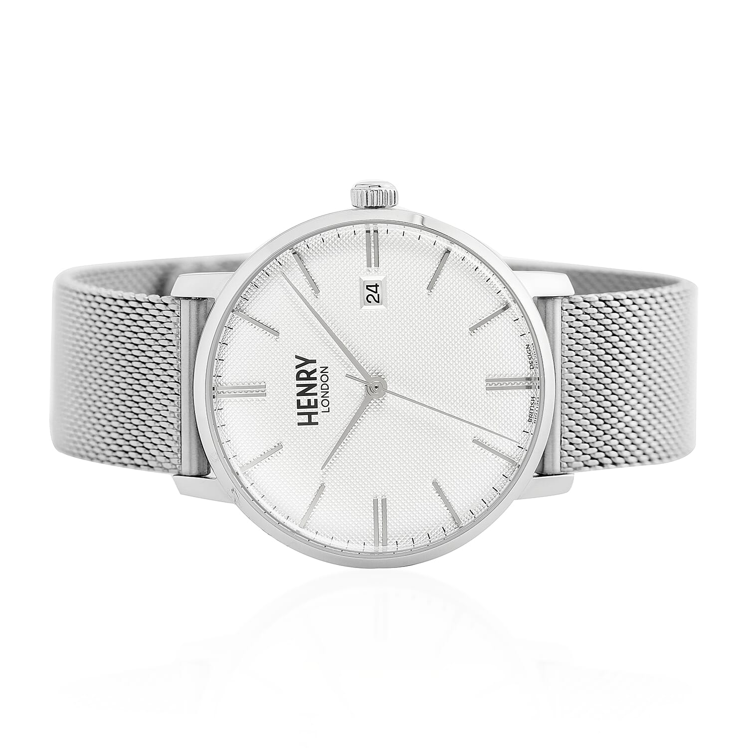 Henry London Regency Cream White Dial Silver Stainless Steel Mesh Bracelet Watch