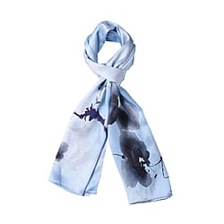 Close Out Deal - La Marey Floral Pattern Scarf (Size 175x52 cm) - Blue