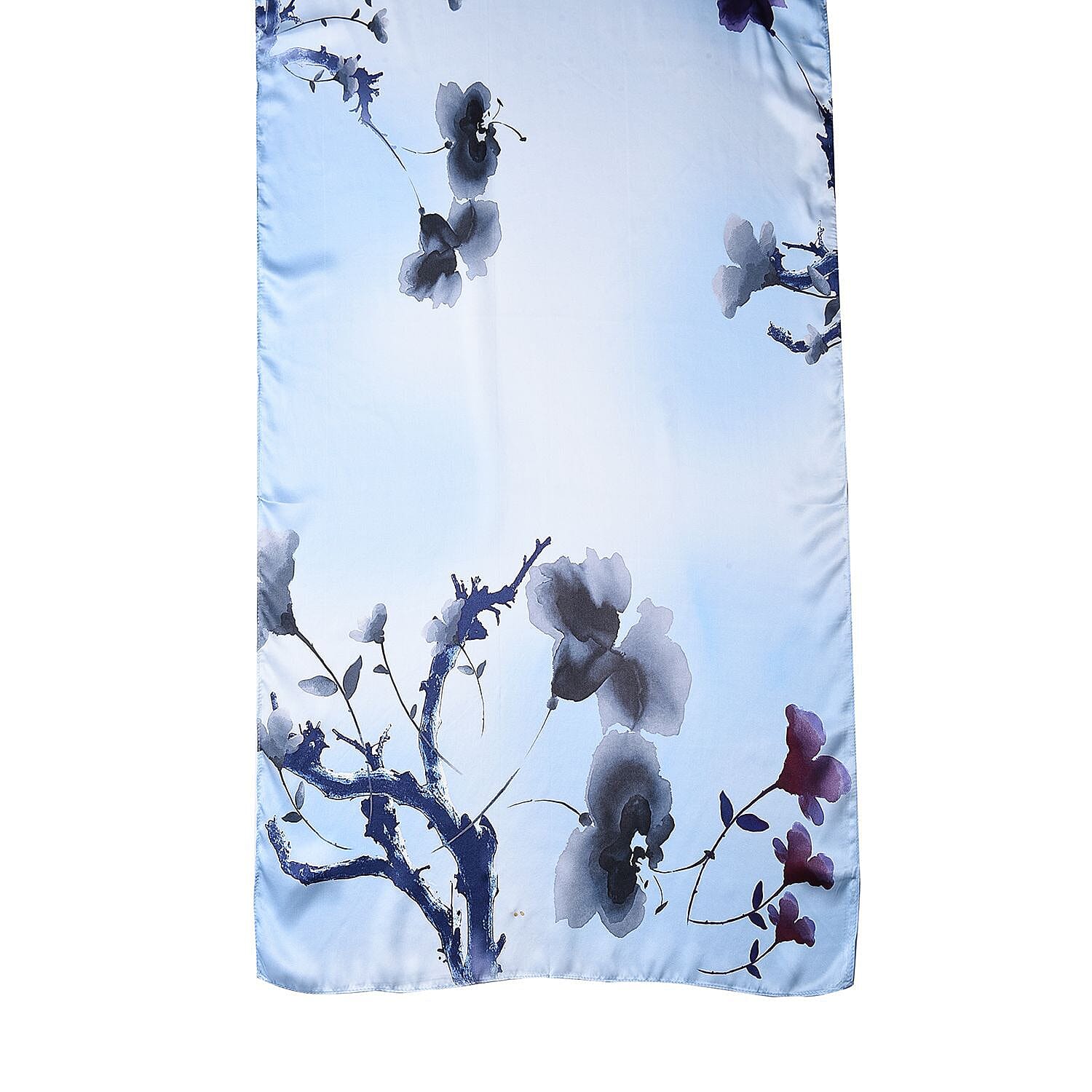 Close Out Deal - La Marey Floral Pattern Scarf (Size 175x52 cm) - Blue