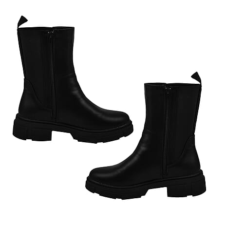 MANCHESTER CLOSEOUT Elaticated High Ankle Boots (Size 3) - Black