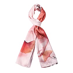 LA MAREY 100% Mulberry Silk Floral Pattern Scarf (Size 175x52 Cm) - Pink
