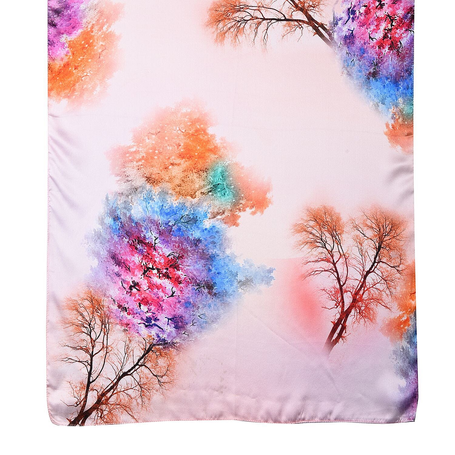 LA MAREY 100% Mulberry Silk Printed Scarf - Pink & Blue