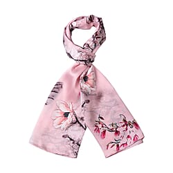 LA MAREY 100% Mulberry Silk Printed Scarf - Pink & Blue