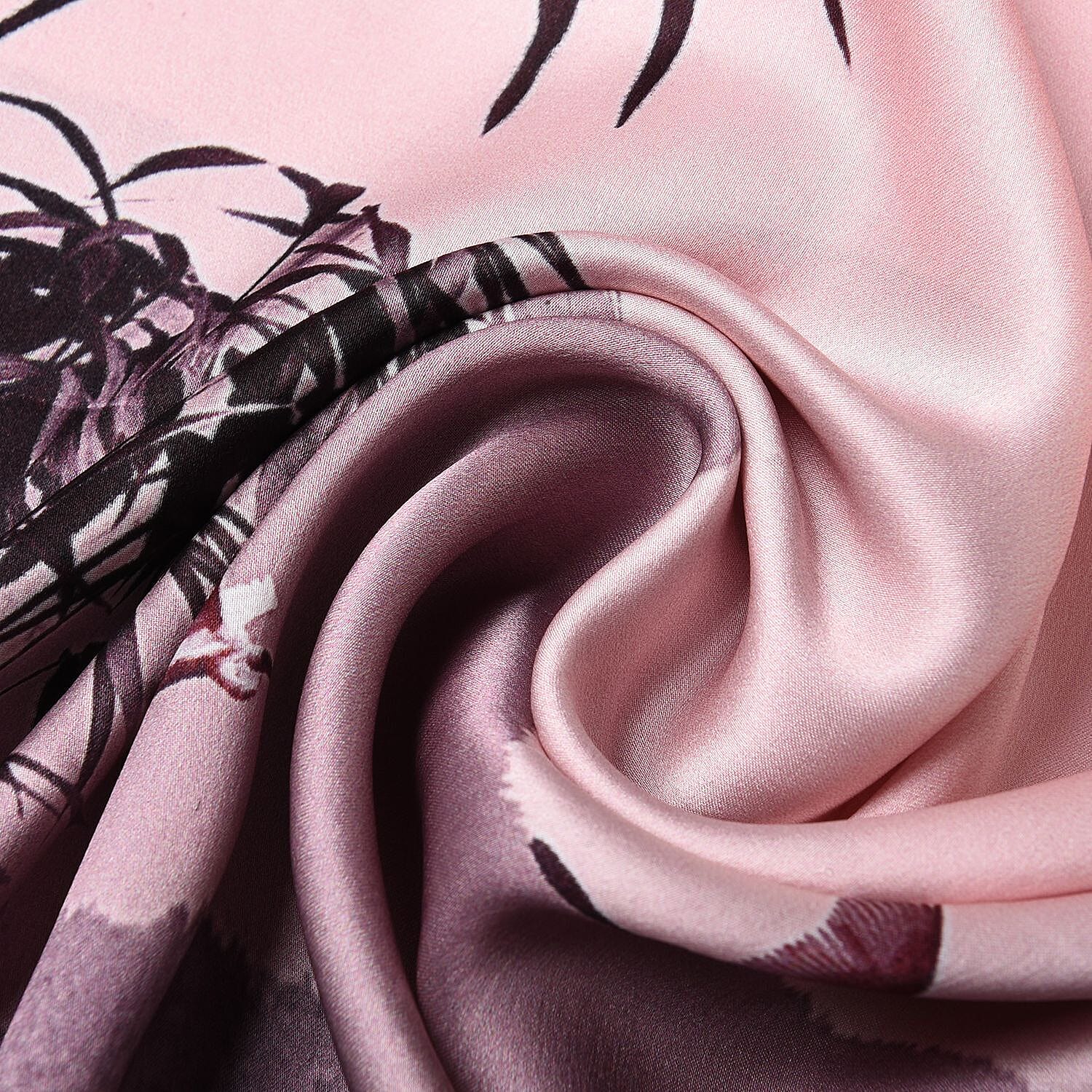 LA MAREY 100% Mulberry Silk Leaves Pattern Scarf (Size 175x52 Cm) - Light Pink