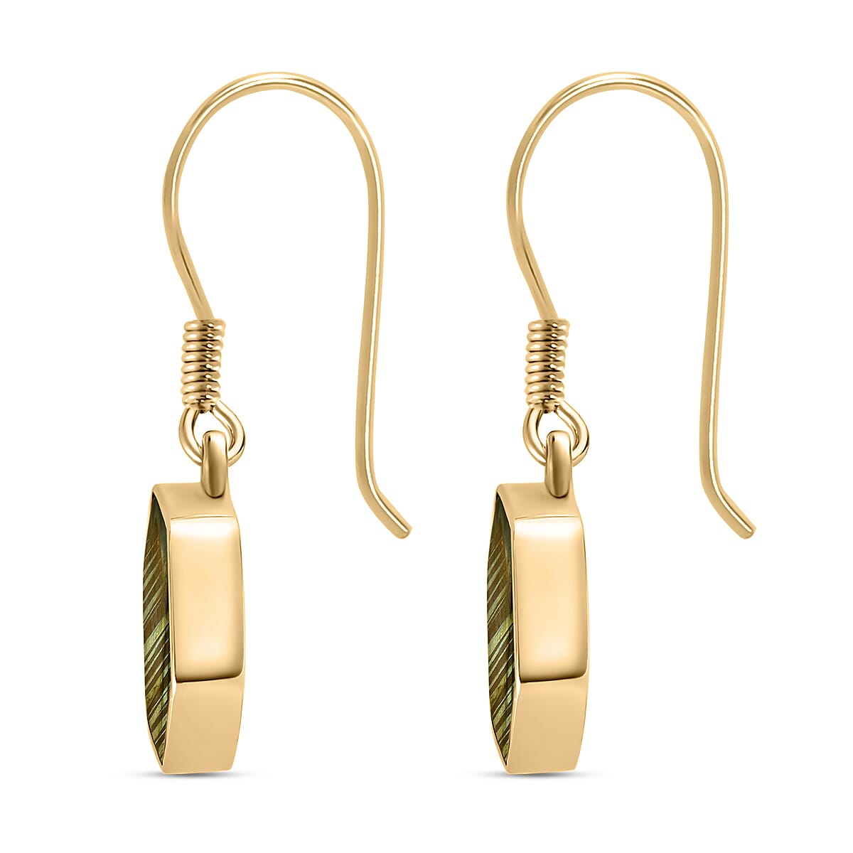 Labradorite Hexagon Earrings (with Hook) in 18K Vermeil Yellow Gold Overlay Sterling Silver 8.216 Ct.
