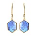 Rainbow Moonstone Hexagon Earrings (With Hook) in 18K Vermeil Yellow Gold Overlay Sterling Silver 7.85 Ct.