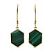 Malachite Hexagon Earrings (With Hook) in 18K Vermeil Yellow Gold Overlay Sterling Silver 11.37 Ct.