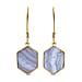 Blue Lace Agate Hexagon Earrings (with Hook) in Vermeil Yellow Gold Overlay Sterling Silver 8.426 Ct.
