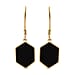 Black Onyx Hexagon Earrings (With Hook) in 18K Vermeil Yellow Gold Overlay Sterling Silver 7.89 Ct.