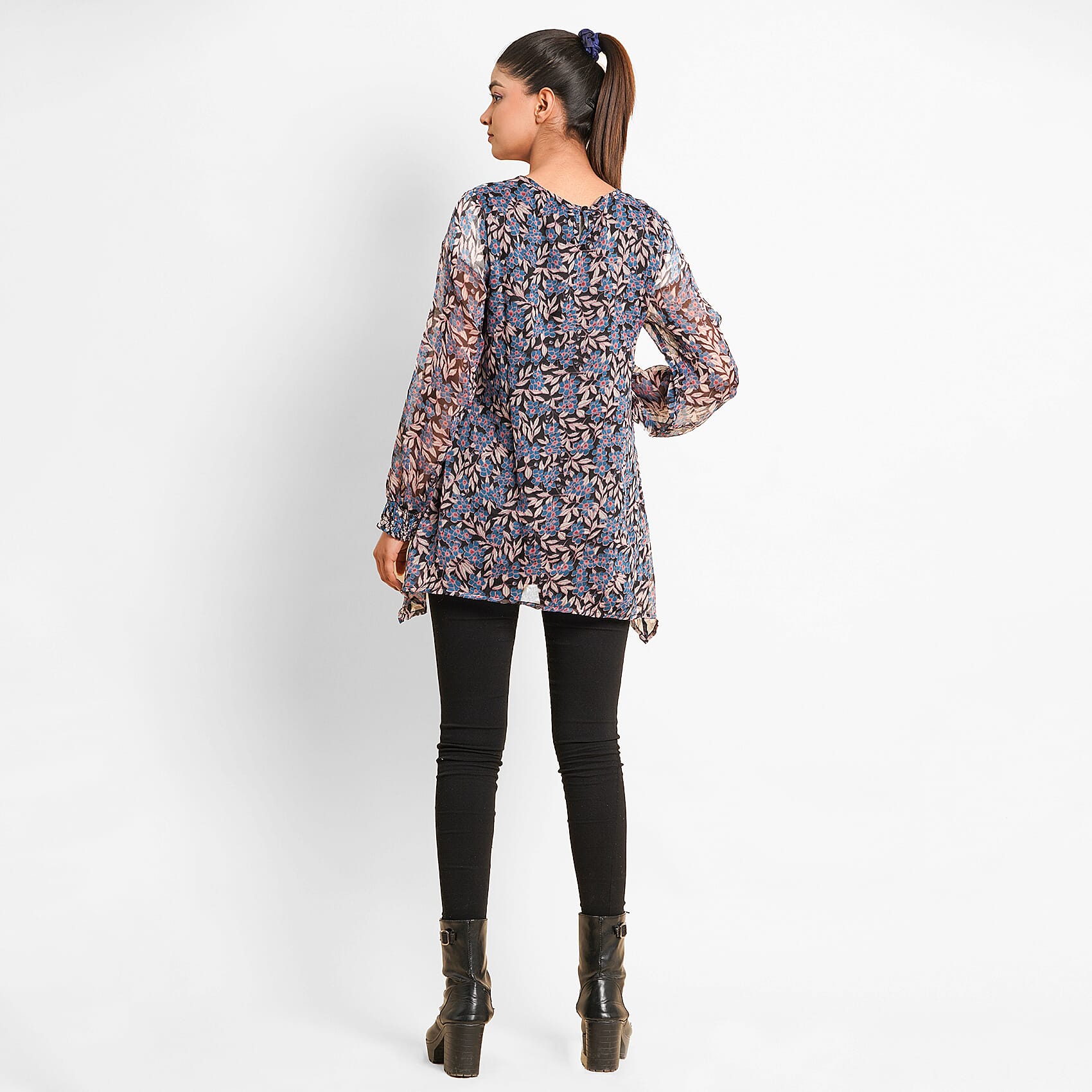 TAMSY Leaves Pattern Top - Blue