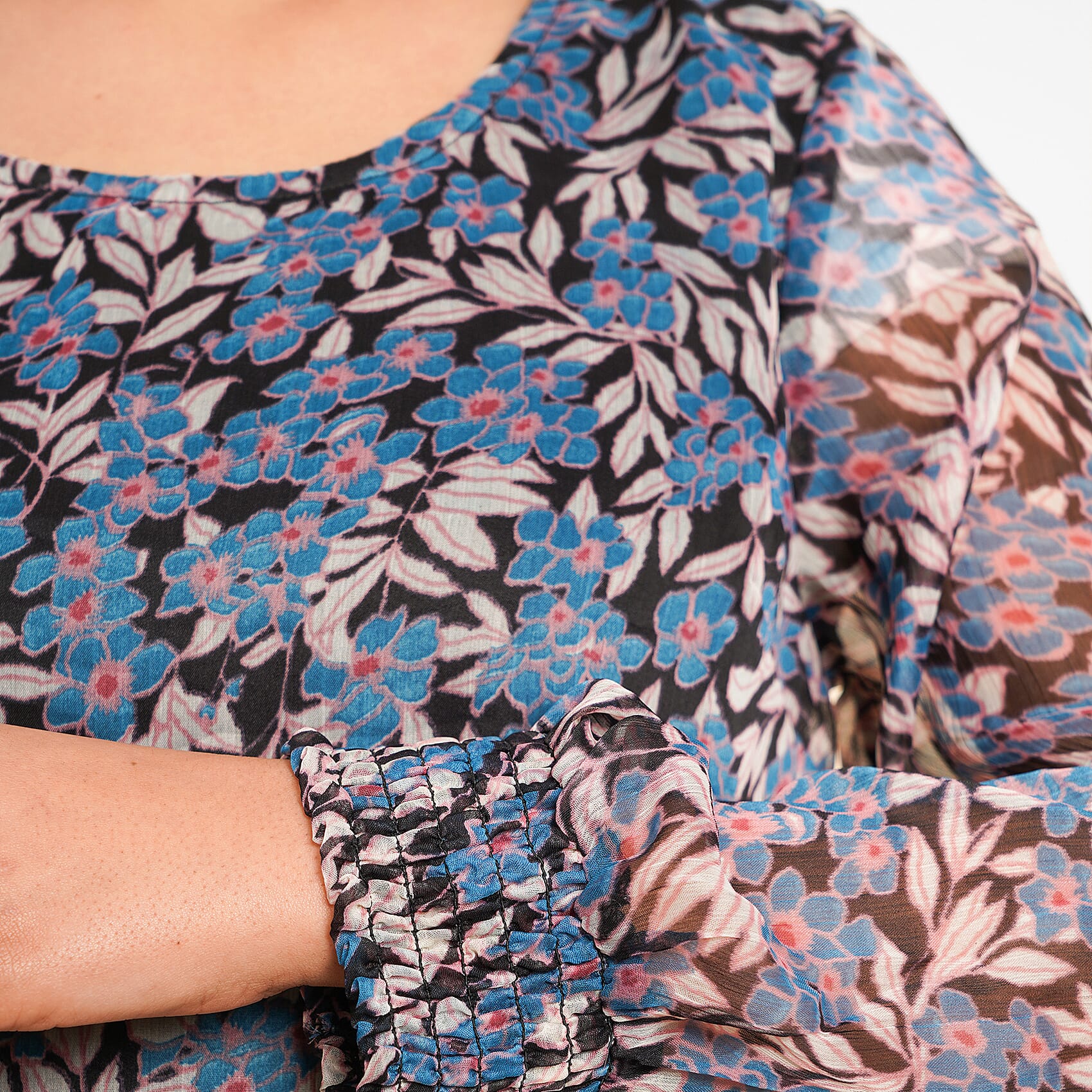 TAMSY Leaves Pattern Top - Blue