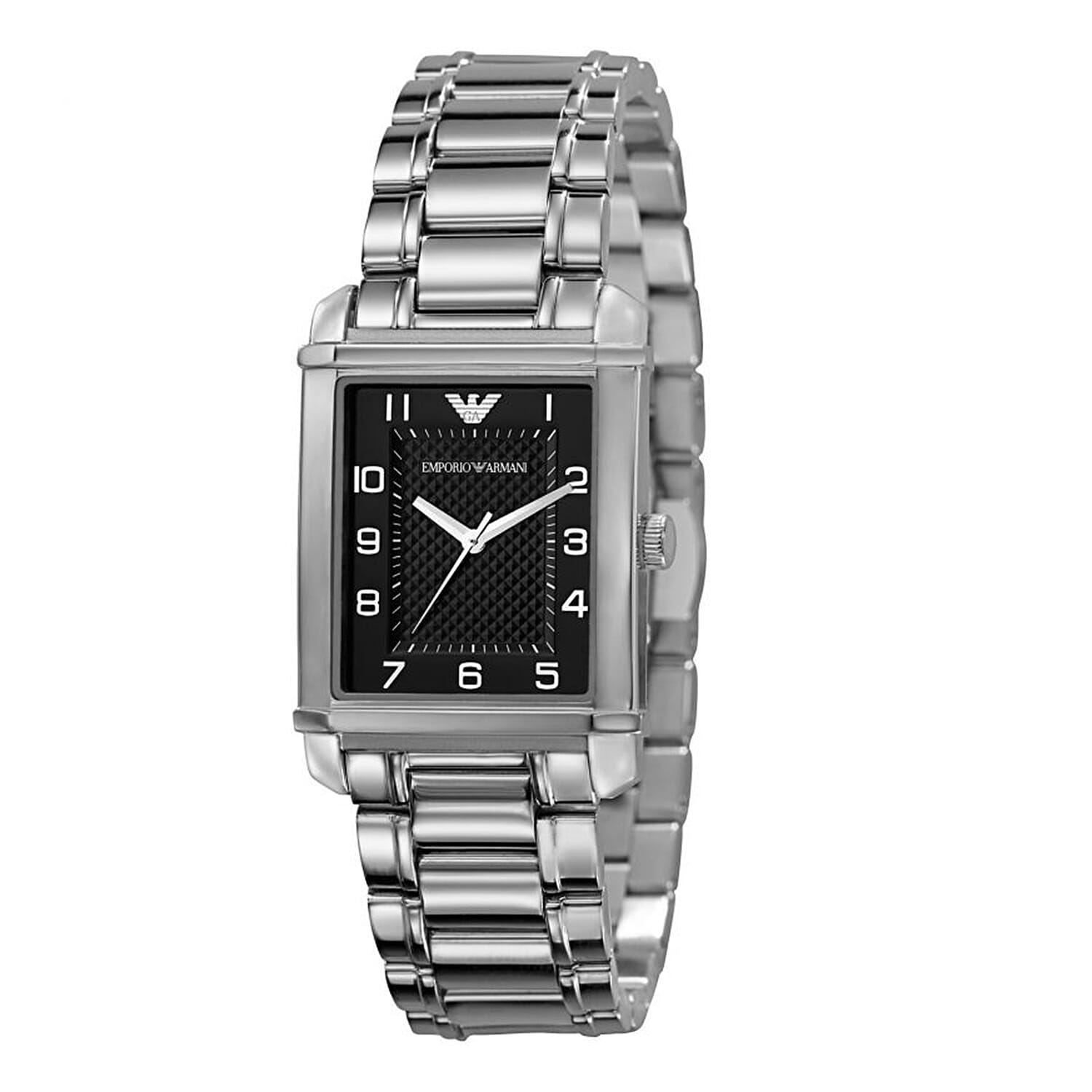 EMPORIO ARMANI Japanese Movement Black Dial Water Resistant Watch with Silver Colour Chain Strap