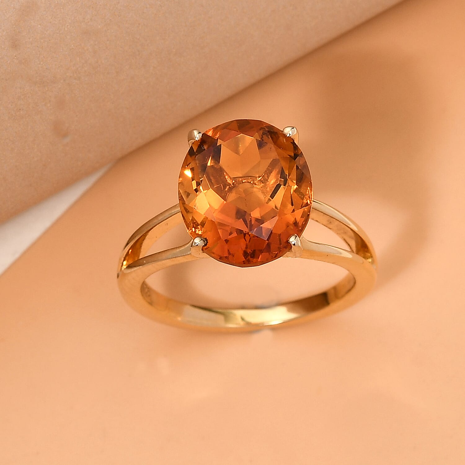Collector Edition - Madeira Citrine Ring in 14K Gold Overlay Sterling Silver 4.24 Ct