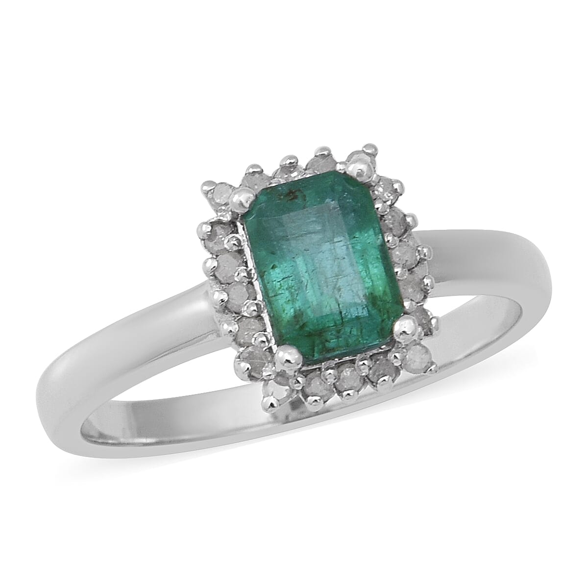 NEW AAA KAGEM EMERALD RING IN RHODIUM on sale OVER STERLING SILVER SZ 8