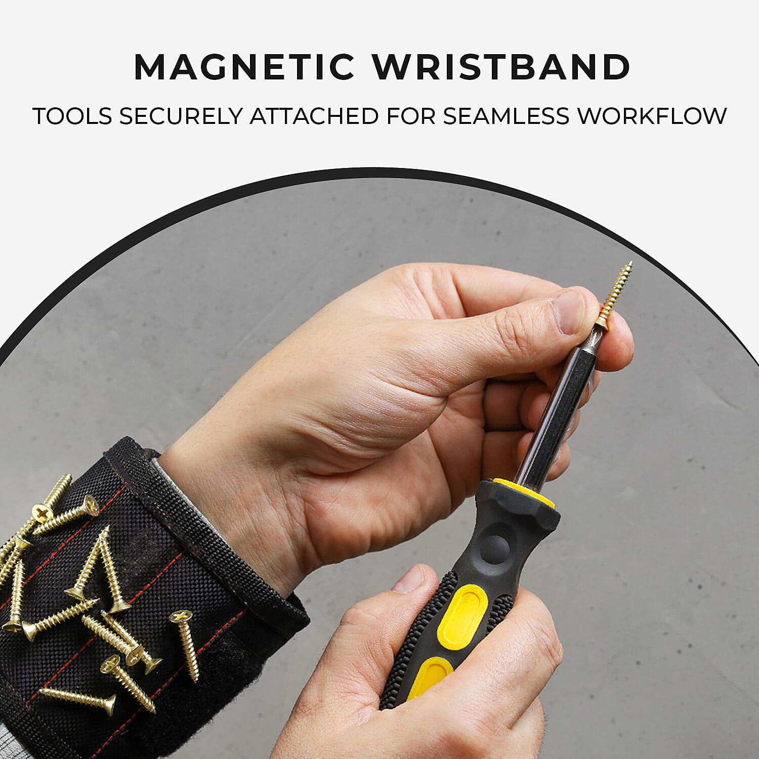 Magnetic Wristband with 15 Powerful Magnets for Holding Tools (Size 37x9 Cm) - Black