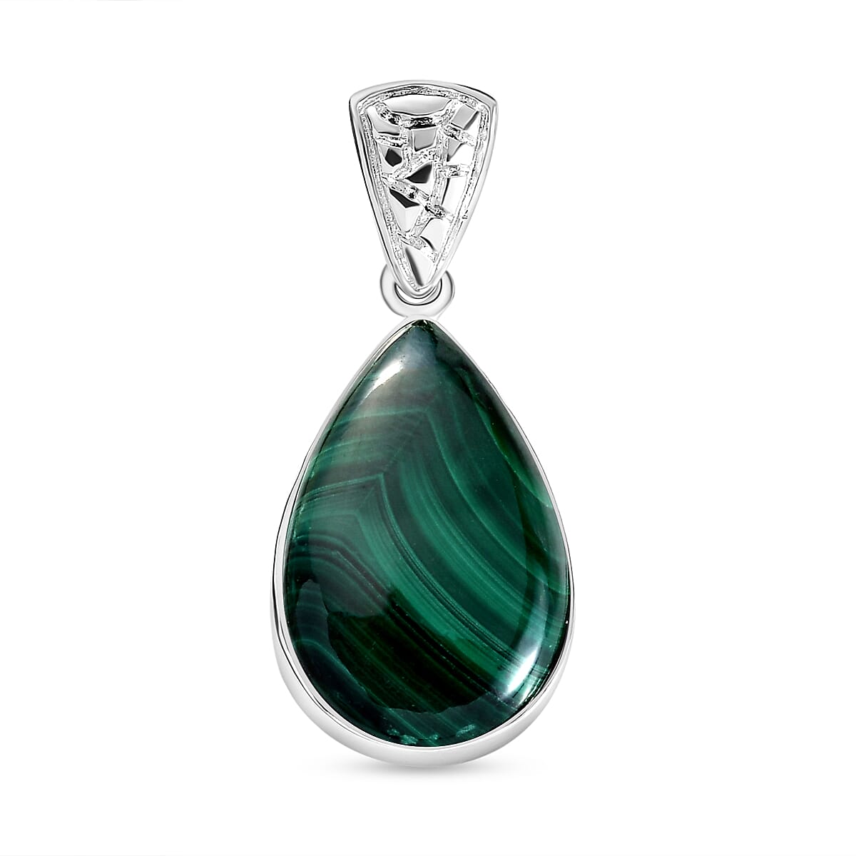 Malachite Pendant in Sterling Silver 17.01 Ct.