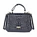 Genuine Leather Croc Embossed Convertible Bag with Detachable Long Strap - Black