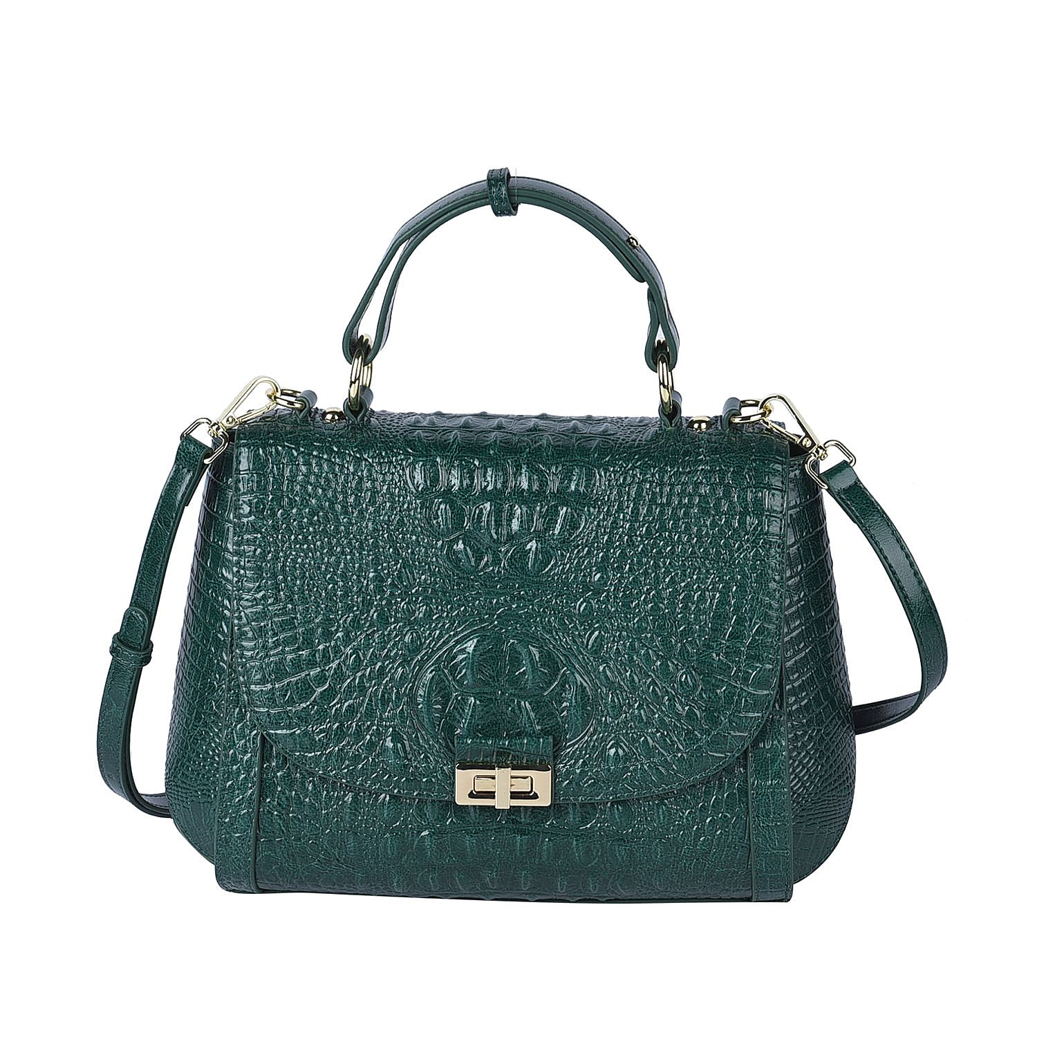 100-Genuine-Leather-Croc-Embossed-Convertible-Bag-with-Detachable-Long