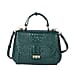 100% Genuine Leather Croc Embossed Convertible Bag with Detachable Long Strap (Size 32x22x11 cm) - Green