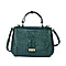 100% Genuine Leather Croc Embossed Convertible Bag with Detachable Long Strap (Size 32x22x11 cm) - Green