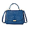 100% Genuine Leather Croc Embossed Convertible Bag with Detachable Long Strap (Size 32x22x11 cm) - Teal Blue