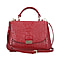 100% Genuine Leather Croc Embossed Convertible Bag with Detachable Long Strap (Size 32x22x11 cm) - Red