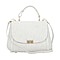 100% Genuine Leather Croc Embossed Convertible Bag with Detachable Long Strap (Size 32x22x11 cm) - White