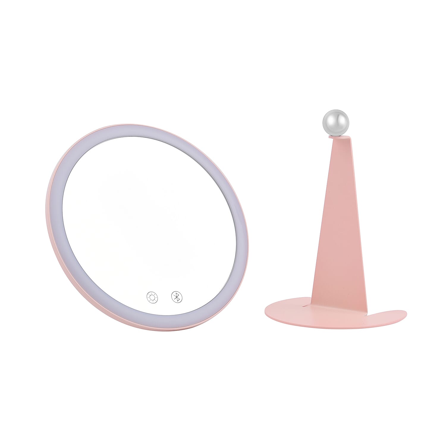 LED Makeup Mirror with Bluetooth Audio (Size 25x18x10 cm) - Pink LED Makeup Mirror with Bluetooth Audio (Size 25x18x10 cm) - Pink