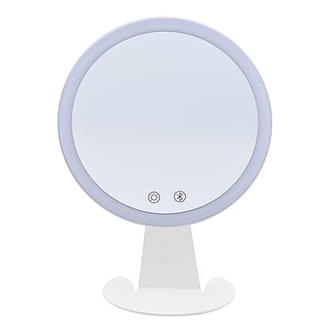 LED Makeup Mirror with Bluetooth Audio (Size 25x18x10 cm) - White