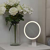 LED Makeup Mirror with Bluetooth Audio and Powered by a USB Cable -  White