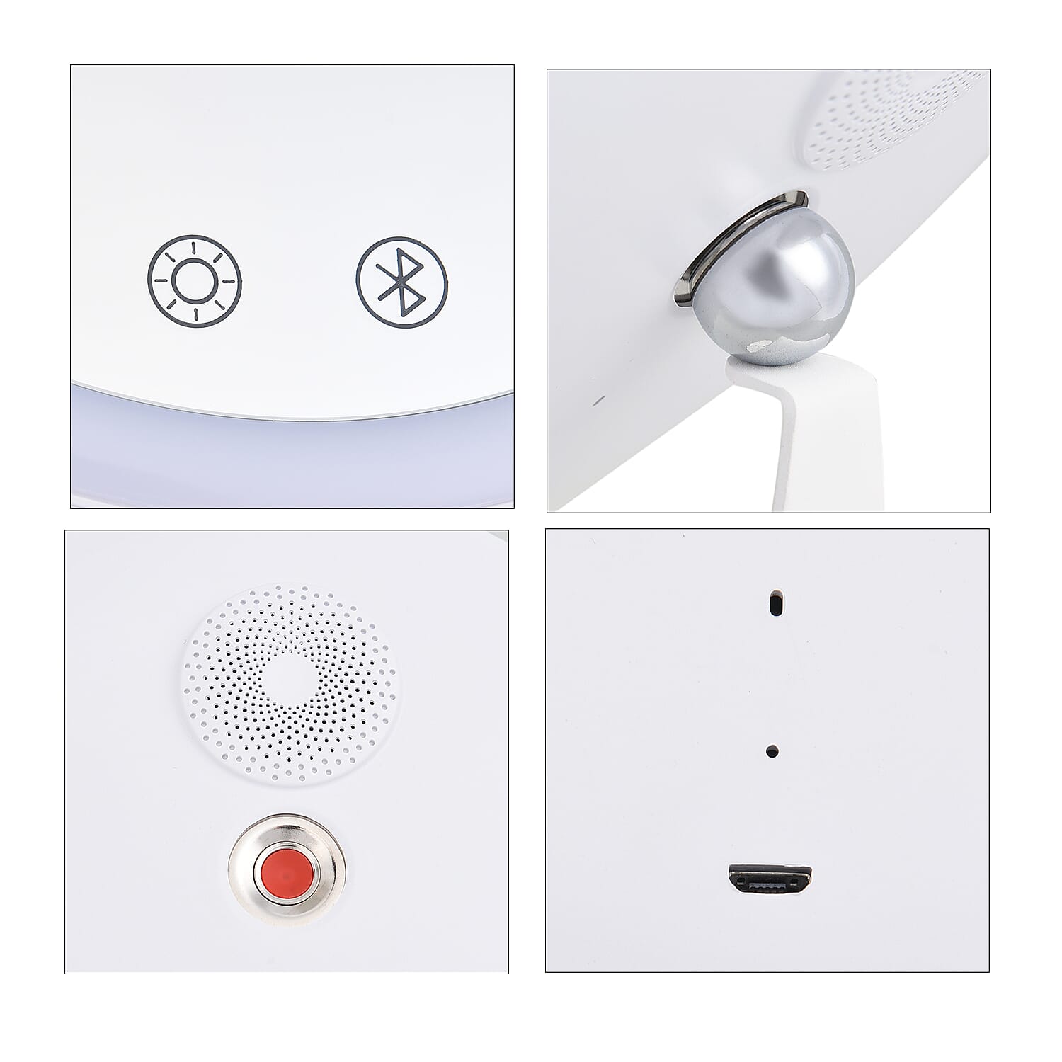 LED Makeup Mirror with Bluetooth Audio (Size 25x18x10 cm) - White