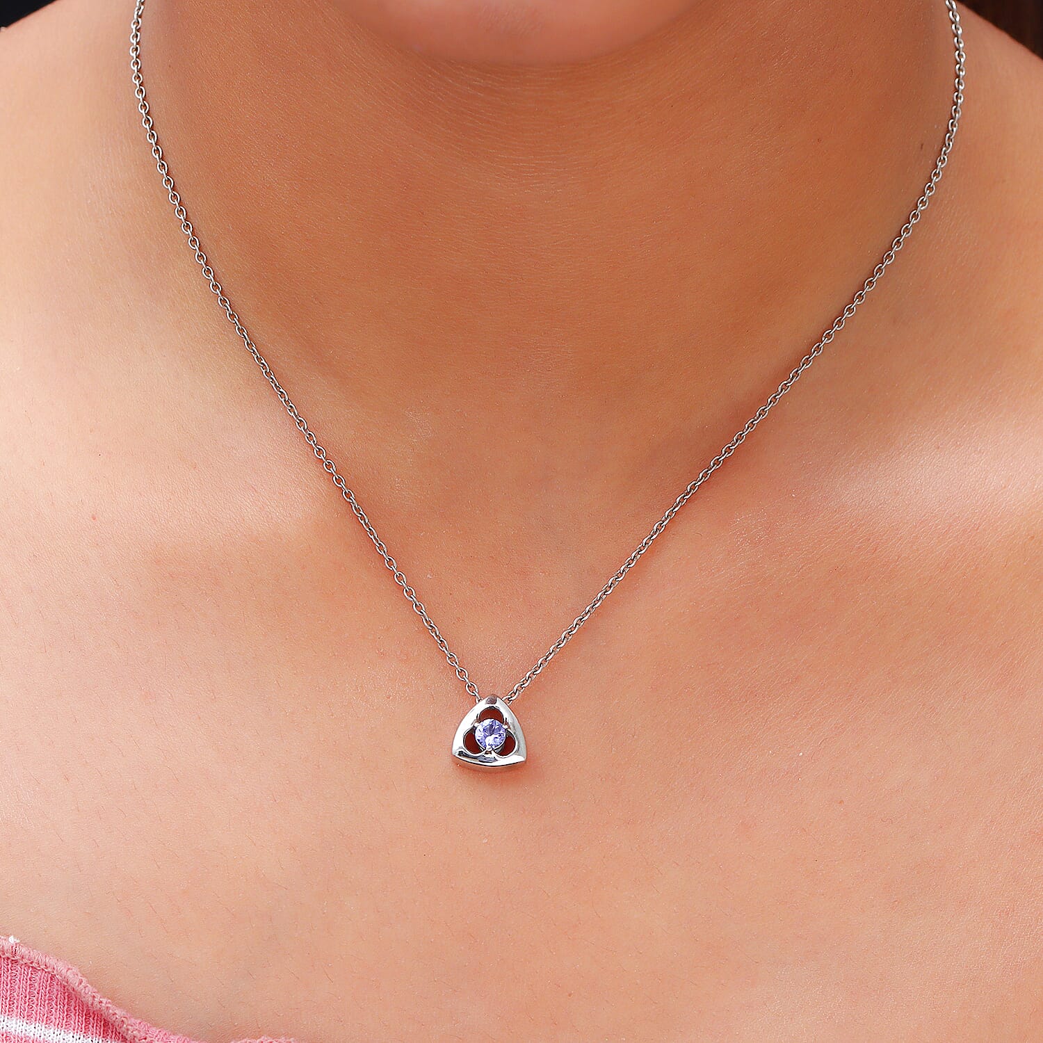 Tanzanite Pendant in Platinum Overlay Sterling Silver