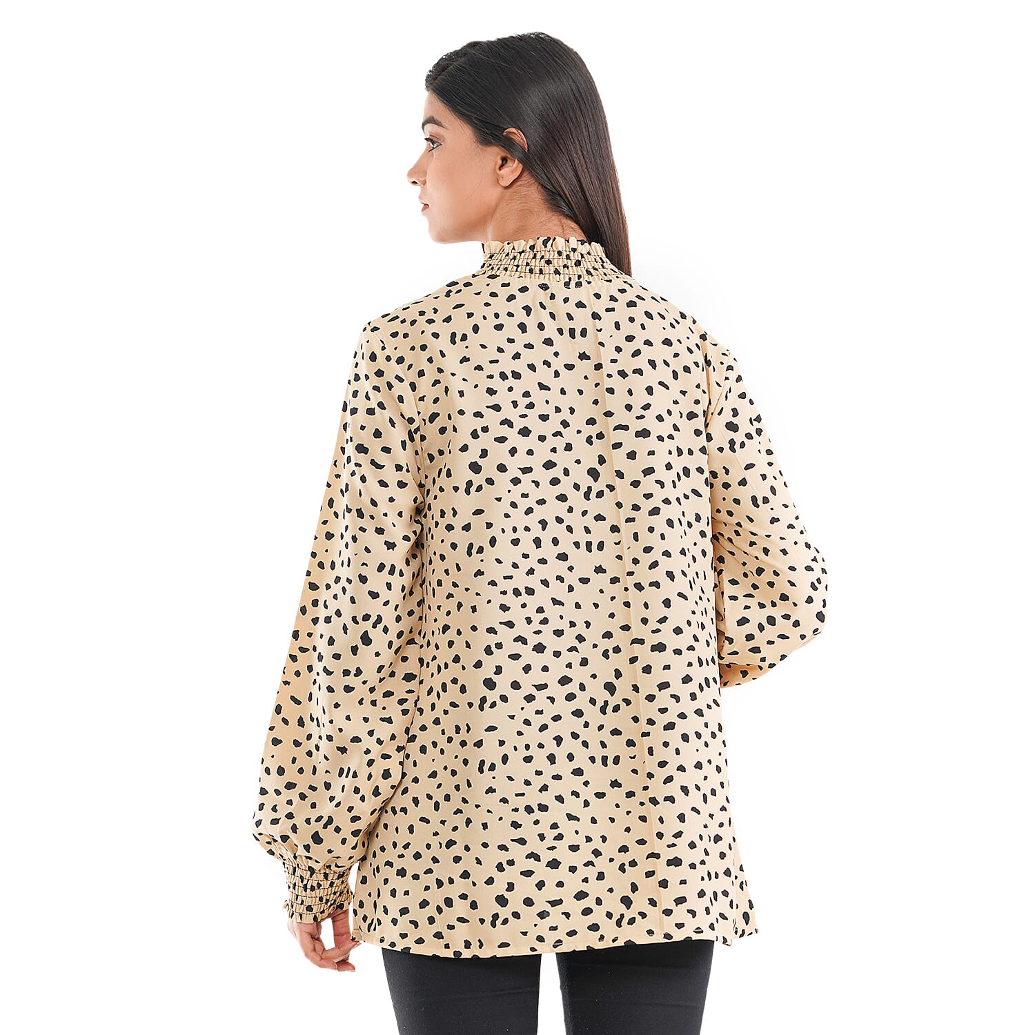 TAMSY Leopard Pattern Top (Size 8) - Beige & Black