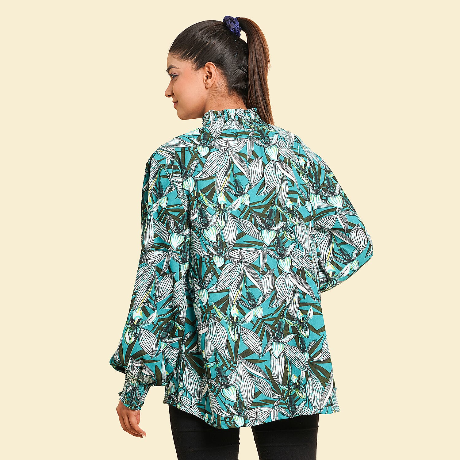 TAMSY Floral Pattern Top (Size 8) - Green